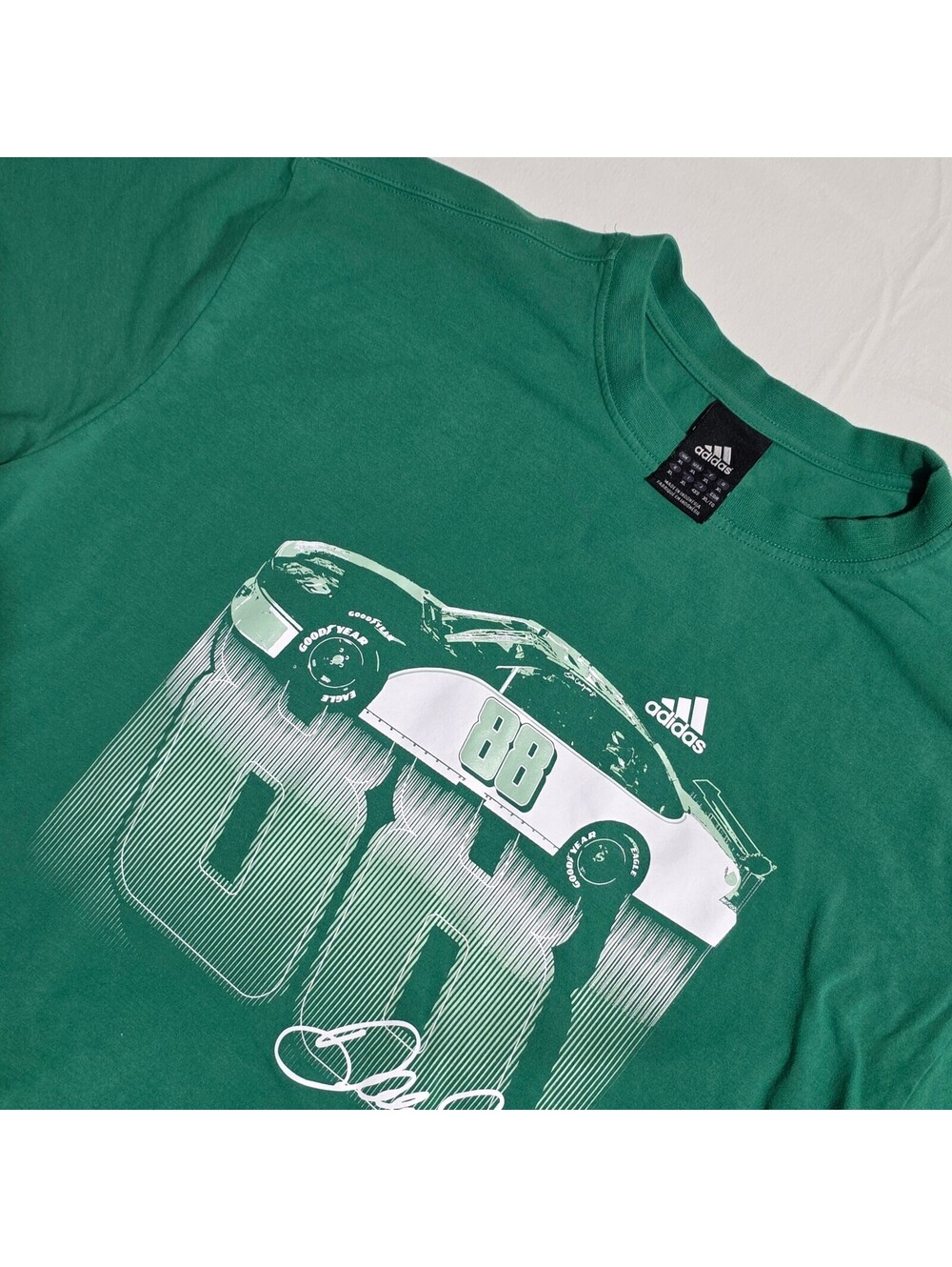 Adidas Dale Jr. NASCAR Green Graphic T-Shirt Size XL